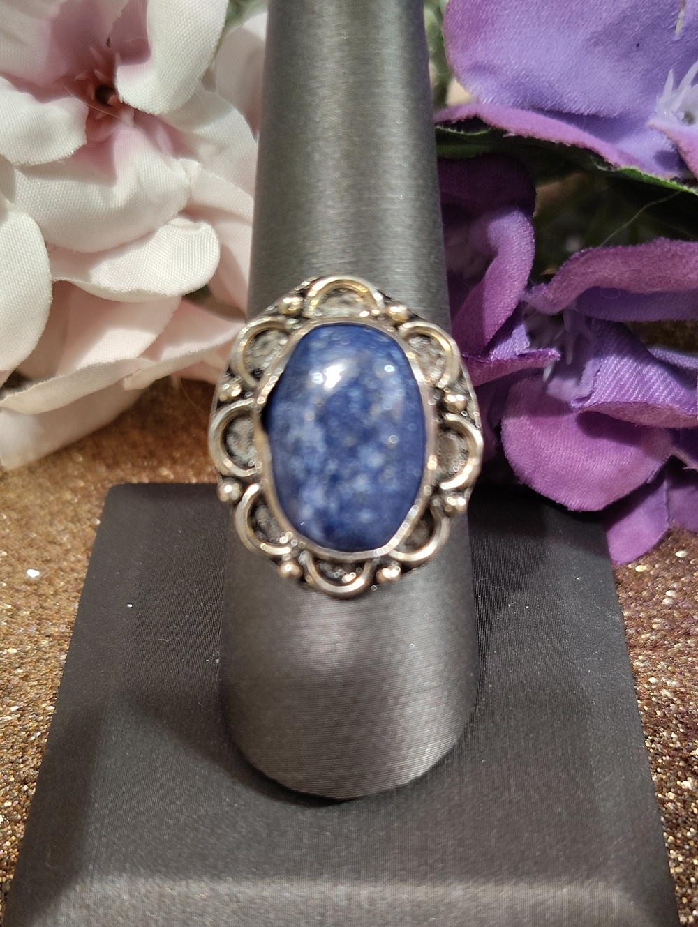 Lapis Lazuli Oval 925 Silver Ring - Size 9